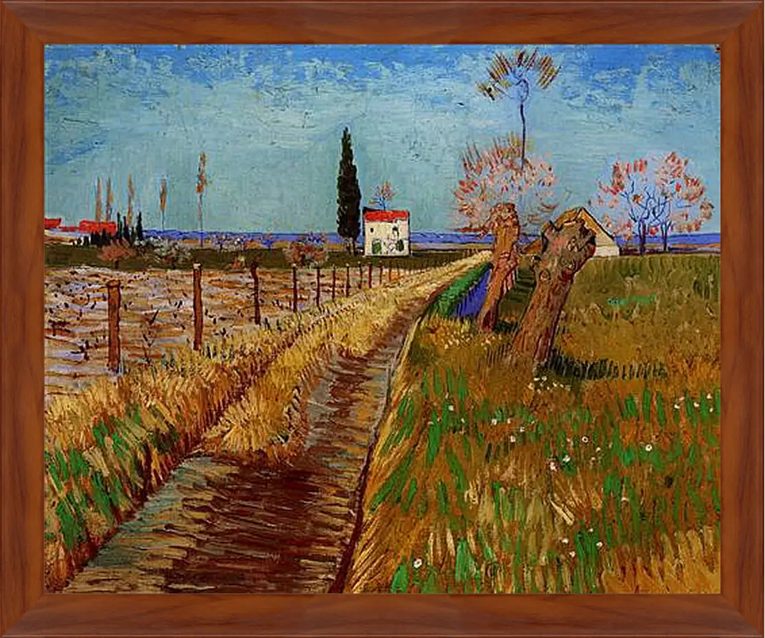 Картина в раме - Path Through a Field with Willows. Винсент Ван Гог