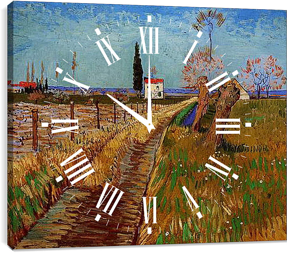 Часы картина - Path Through a Field with Willows. Винсент Ван Гог
