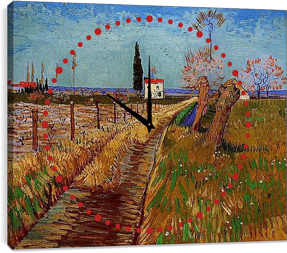 Часы картина - Path Through a Field with Willows. Винсент Ван Гог