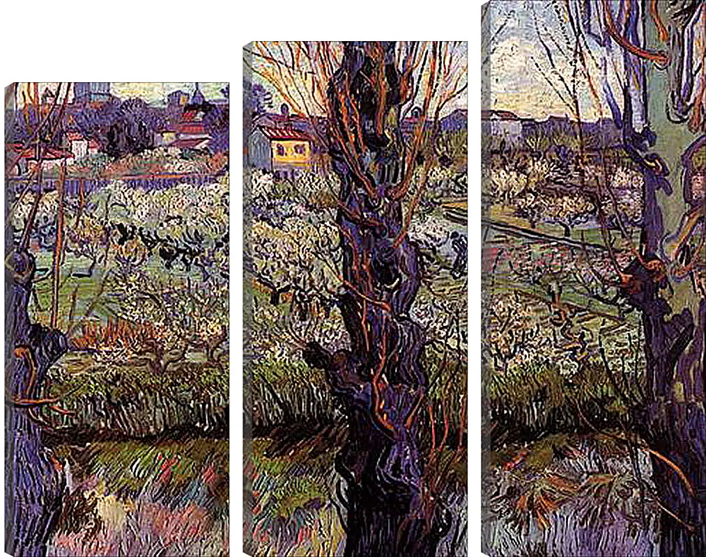 Модульная картина - Orchard in Blossom with View of Arles. Винсент Ван Гог