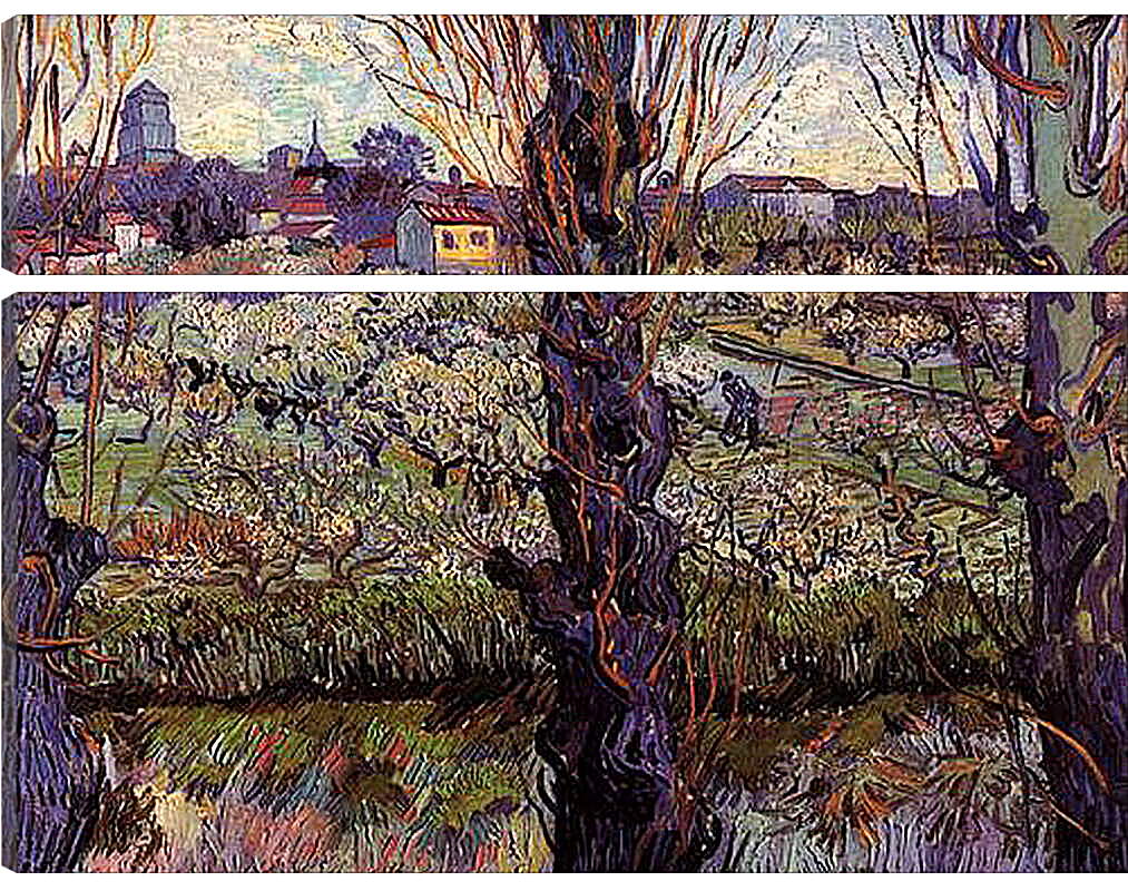 Модульная картина - Orchard in Blossom with View of Arles. Винсент Ван Гог