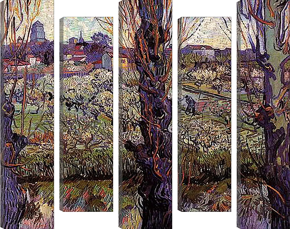 Модульная картина - Orchard in Blossom with View of Arles. Винсент Ван Гог