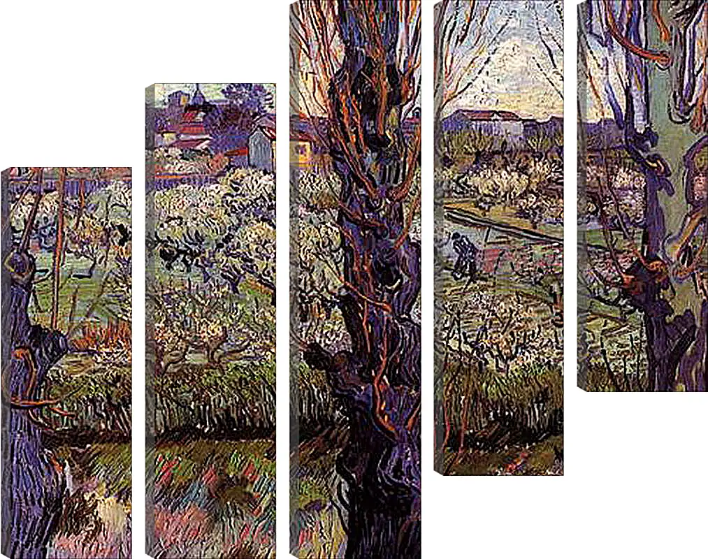 Модульная картина - Orchard in Blossom with View of Arles. Винсент Ван Гог