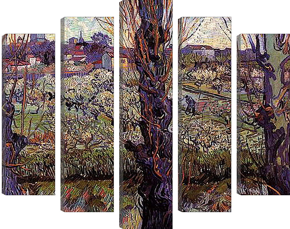Модульная картина - Orchard in Blossom with View of Arles. Винсент Ван Гог