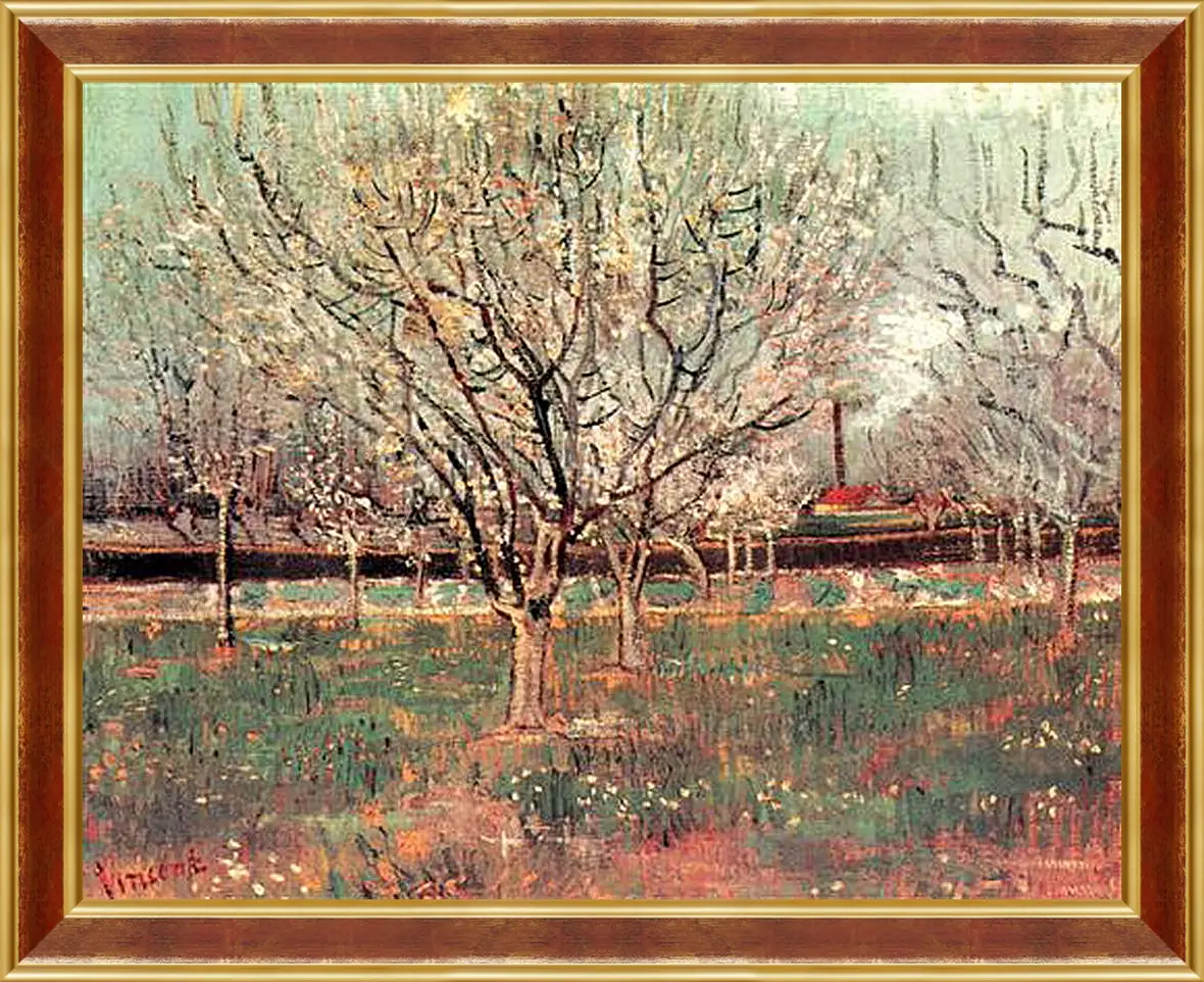 Картина в раме - Orchard in Blossom Plum Trees. Винсент Ван Гог