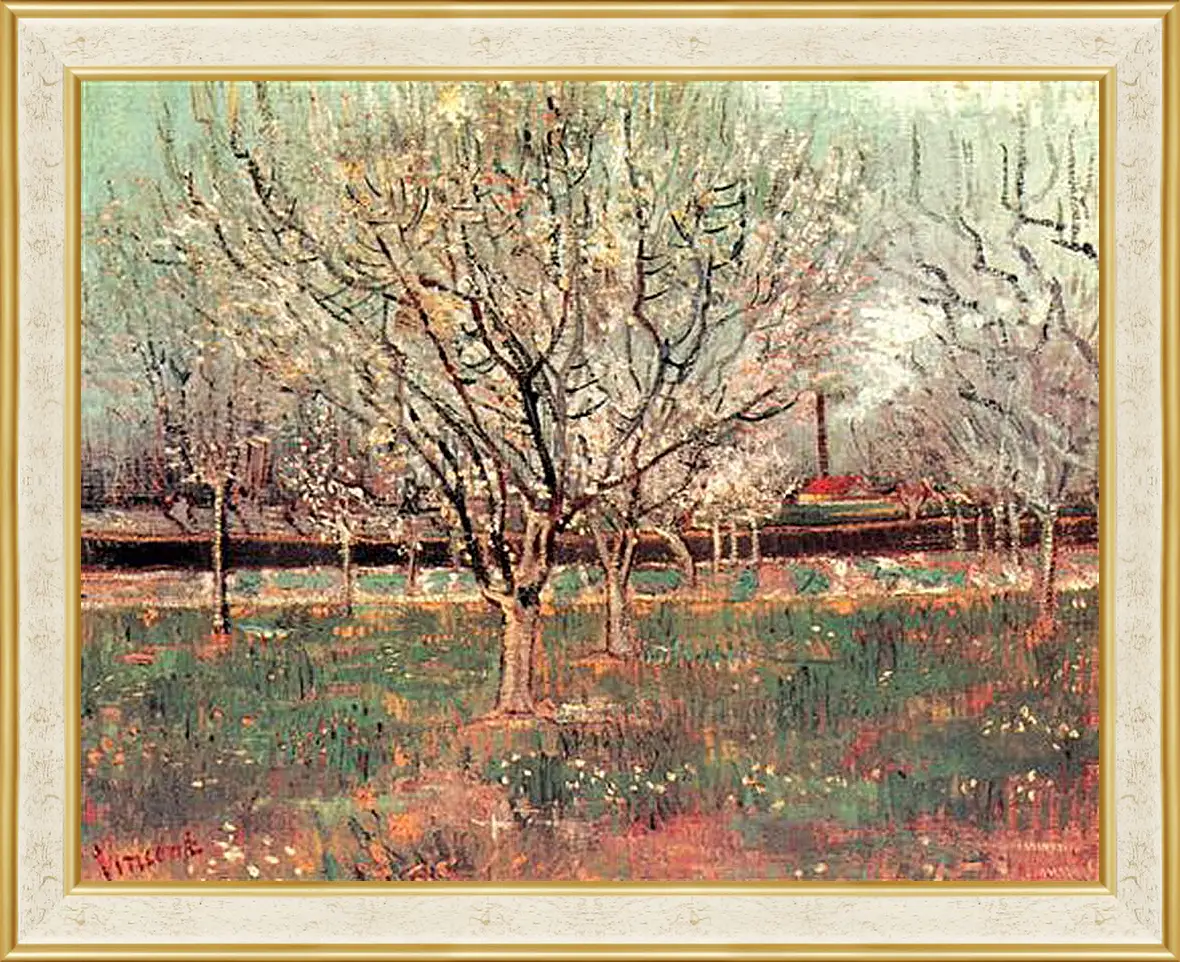 Картина в раме - Orchard in Blossom Plum Trees. Винсент Ван Гог