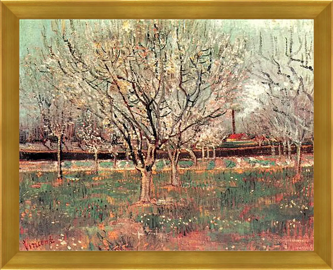 Картина в раме - Orchard in Blossom Plum Trees. Винсент Ван Гог