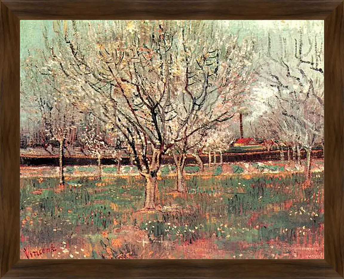 Картина в раме - Orchard in Blossom Plum Trees. Винсент Ван Гог