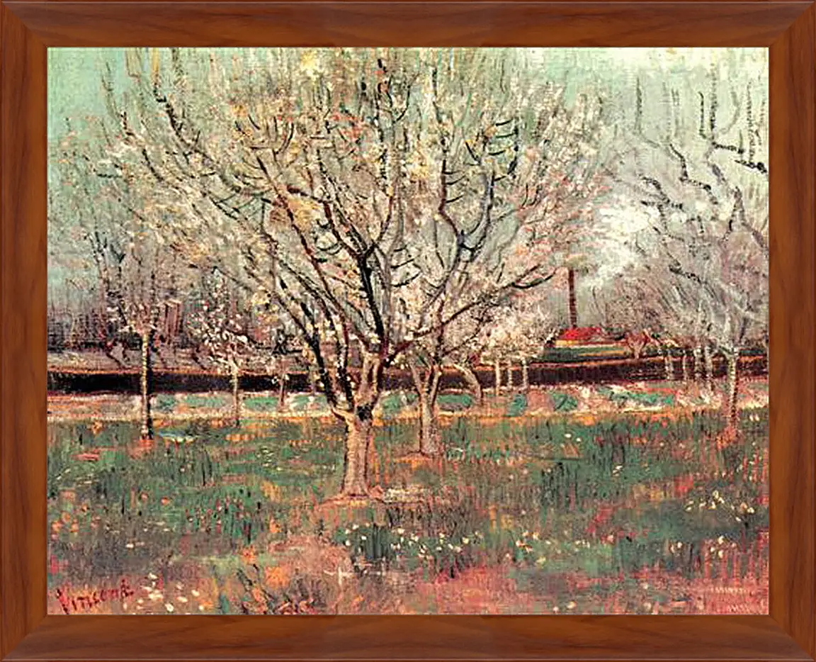 Картина в раме - Orchard in Blossom Plum Trees. Винсент Ван Гог