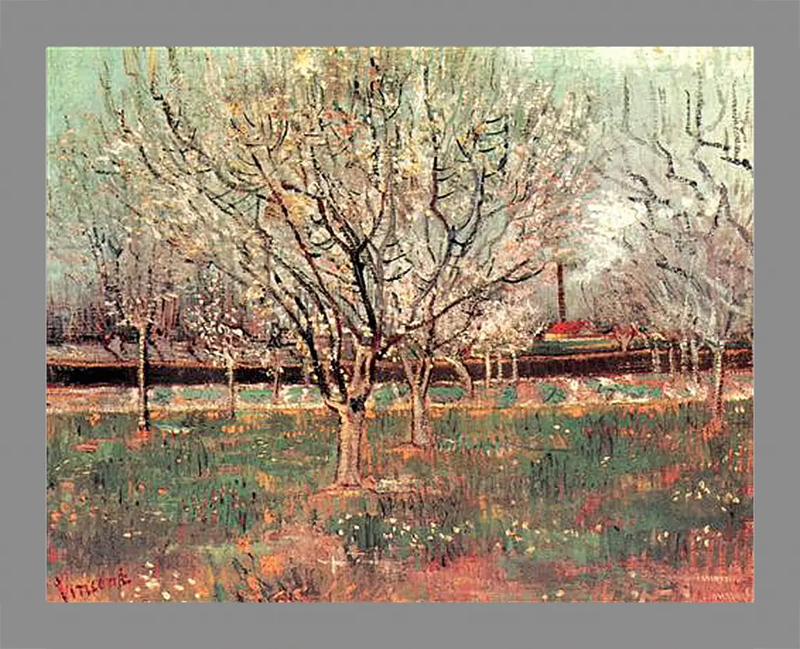 Картина в раме - Orchard in Blossom Plum Trees. Винсент Ван Гог