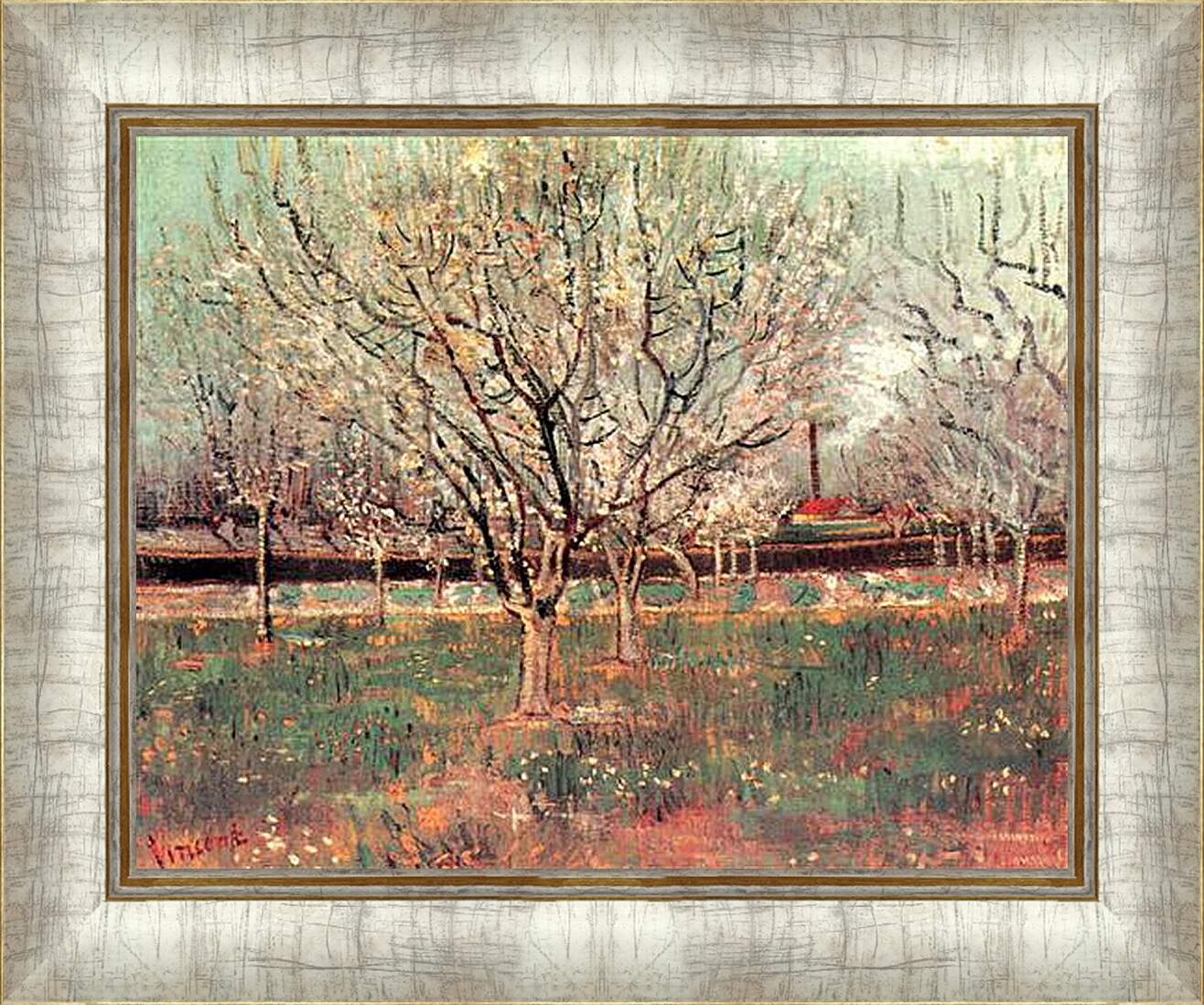 Картина в раме - Orchard in Blossom Plum Trees. Винсент Ван Гог