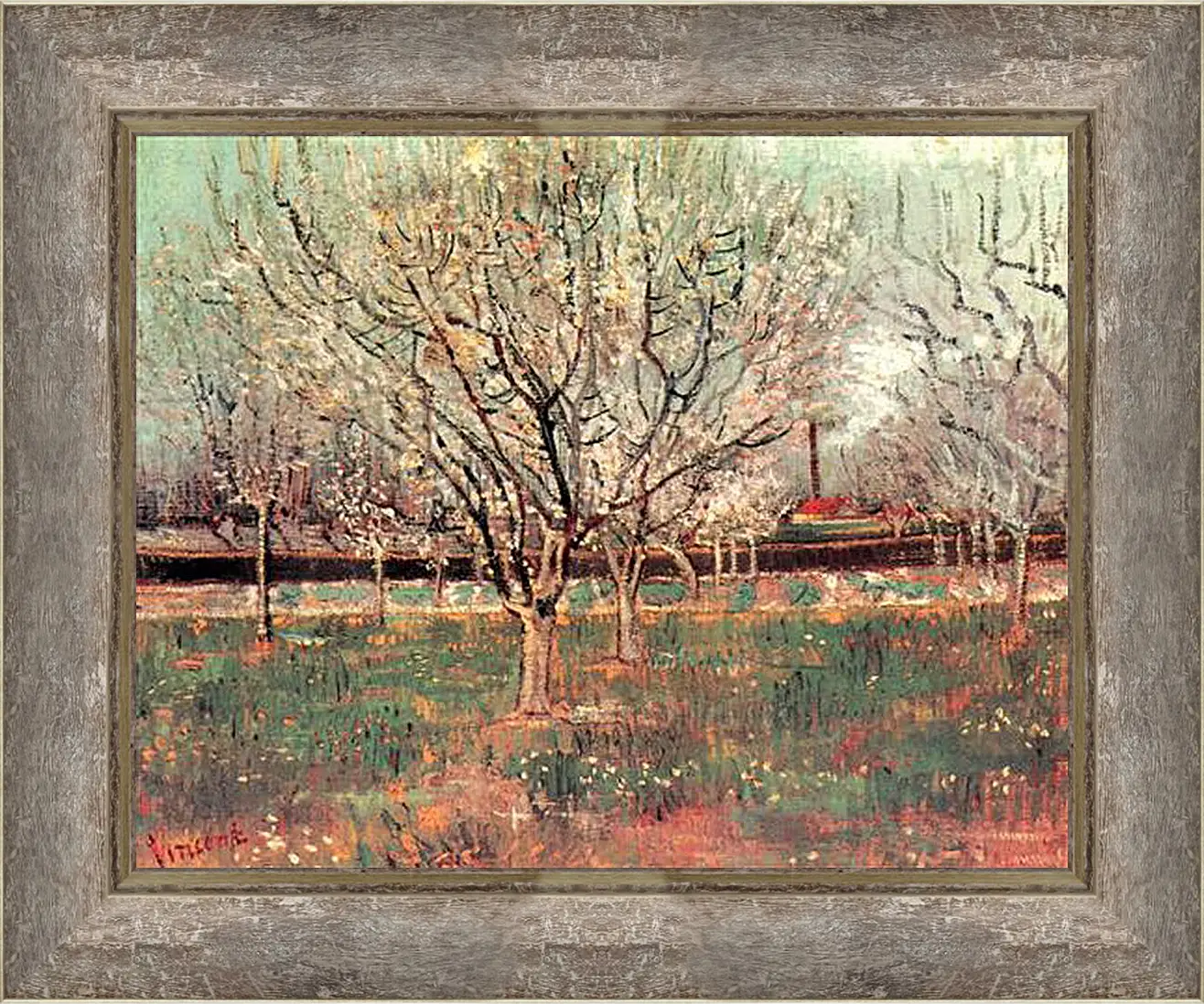 Картина в раме - Orchard in Blossom Plum Trees. Винсент Ван Гог