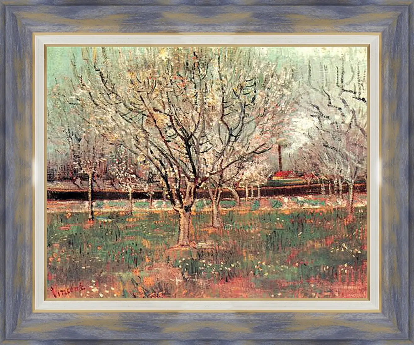 Картина в раме - Orchard in Blossom Plum Trees. Винсент Ван Гог