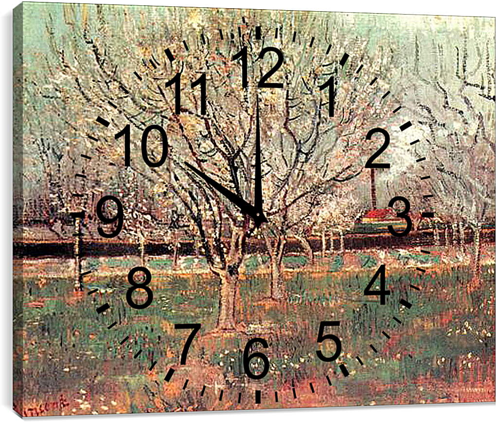 Часы картина - Orchard in Blossom Plum Trees. Винсент Ван Гог