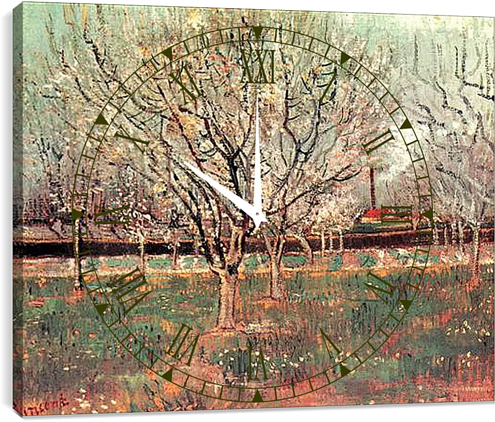 Часы картина - Orchard in Blossom Plum Trees. Винсент Ван Гог
