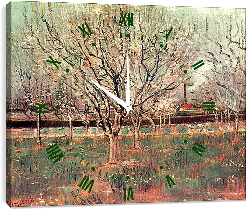 Часы картина - Orchard in Blossom Plum Trees. Винсент Ван Гог