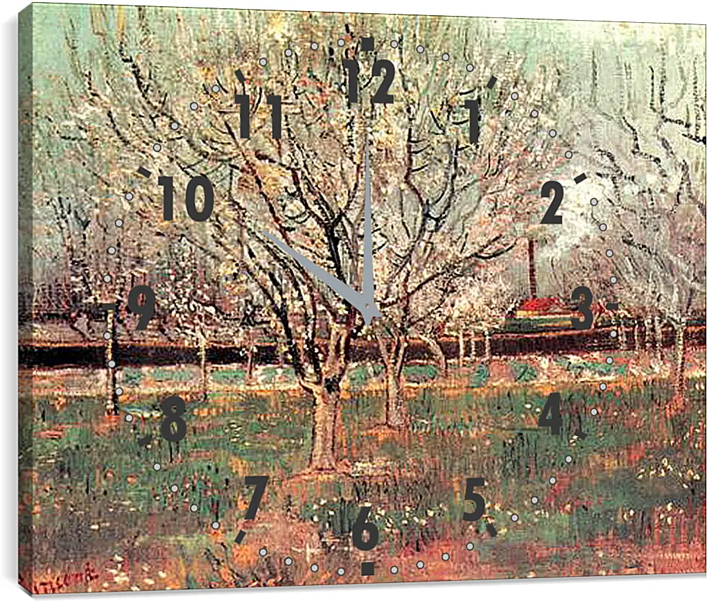 Часы картина - Orchard in Blossom Plum Trees. Винсент Ван Гог