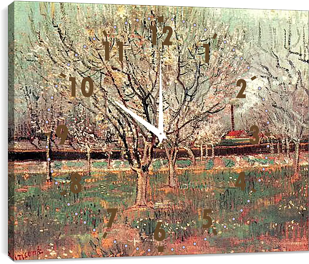 Часы картина - Orchard in Blossom Plum Trees. Винсент Ван Гог