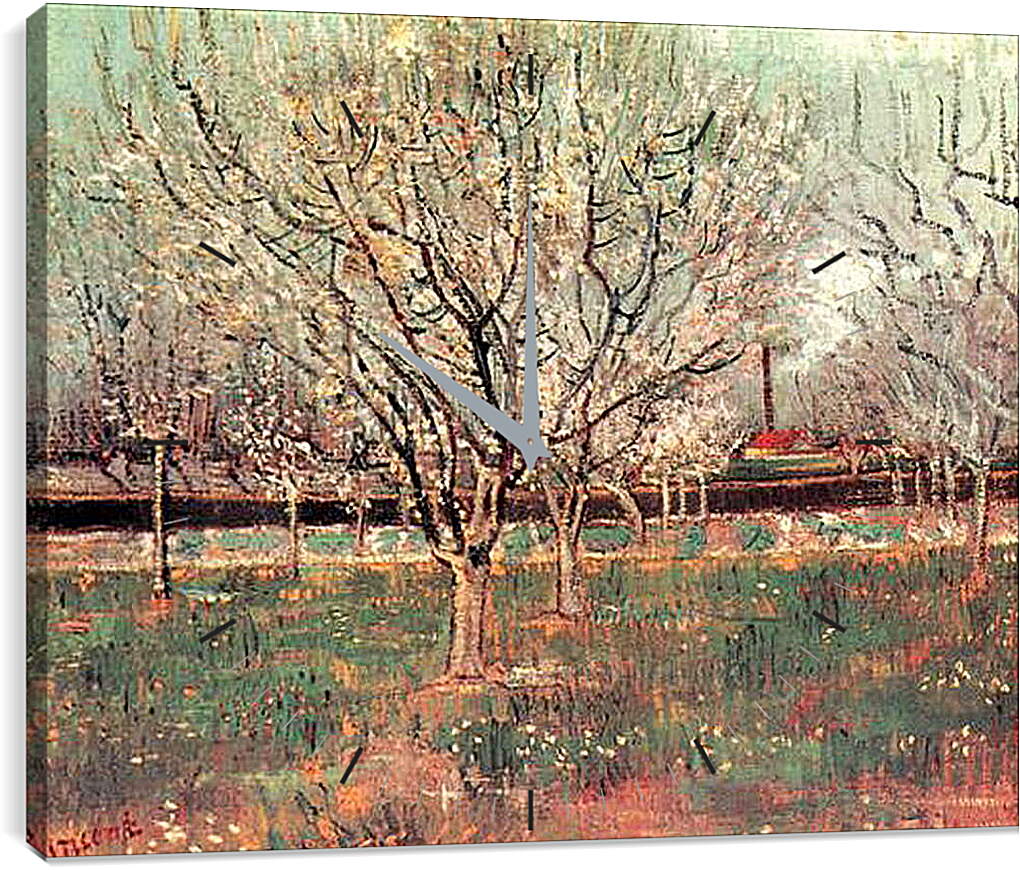 Часы картина - Orchard in Blossom Plum Trees. Винсент Ван Гог