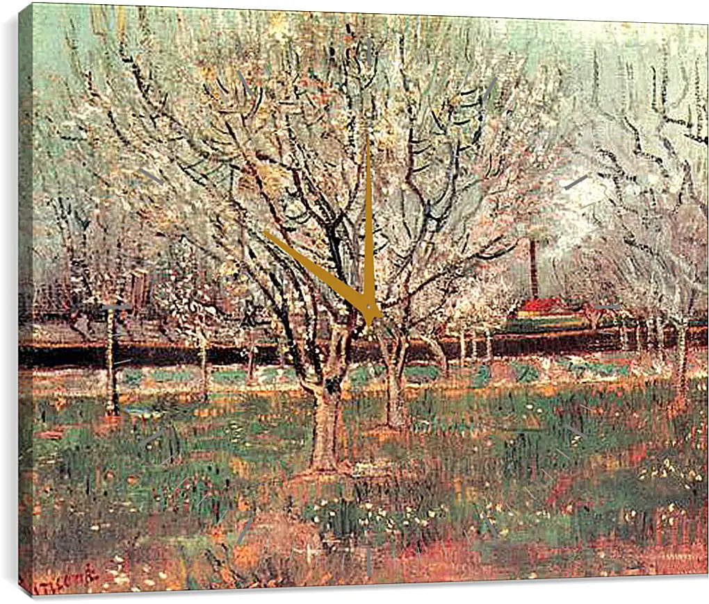 Часы картина - Orchard in Blossom Plum Trees. Винсент Ван Гог