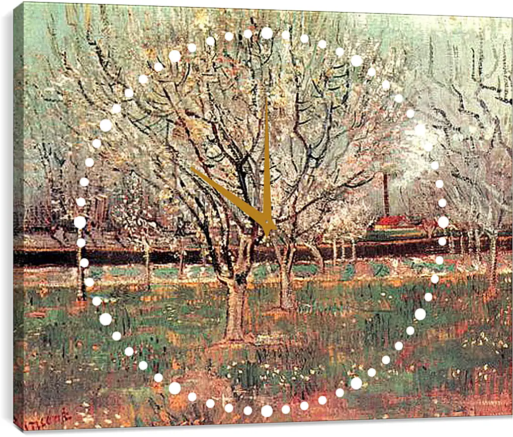 Часы картина - Orchard in Blossom Plum Trees. Винсент Ван Гог