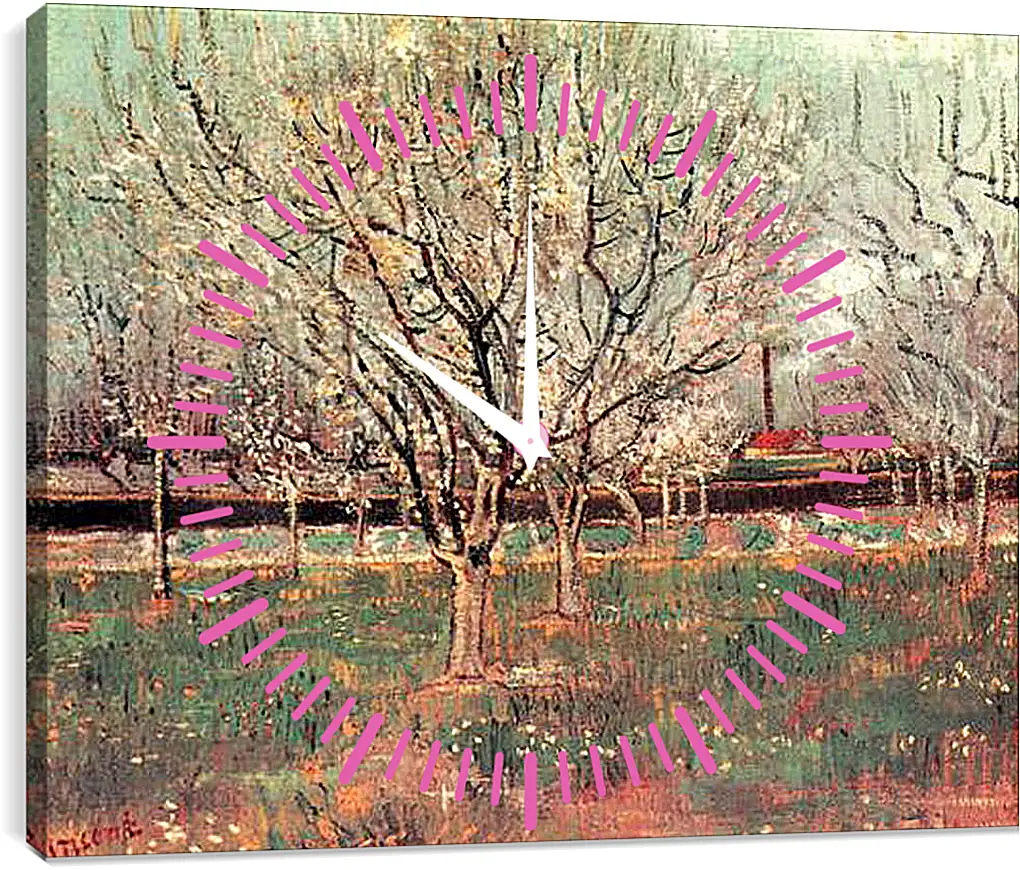 Часы картина - Orchard in Blossom Plum Trees. Винсент Ван Гог