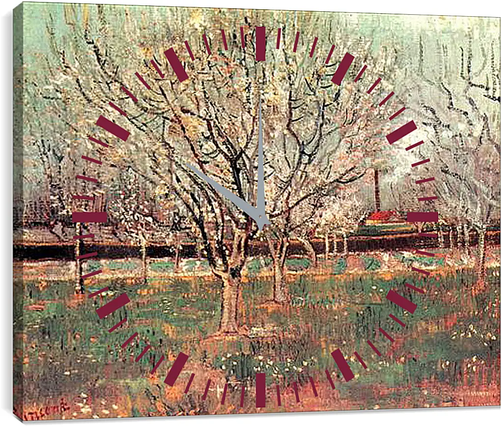 Часы картина - Orchard in Blossom Plum Trees. Винсент Ван Гог