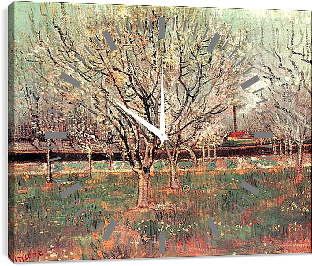 Часы картина - Orchard in Blossom Plum Trees. Винсент Ван Гог