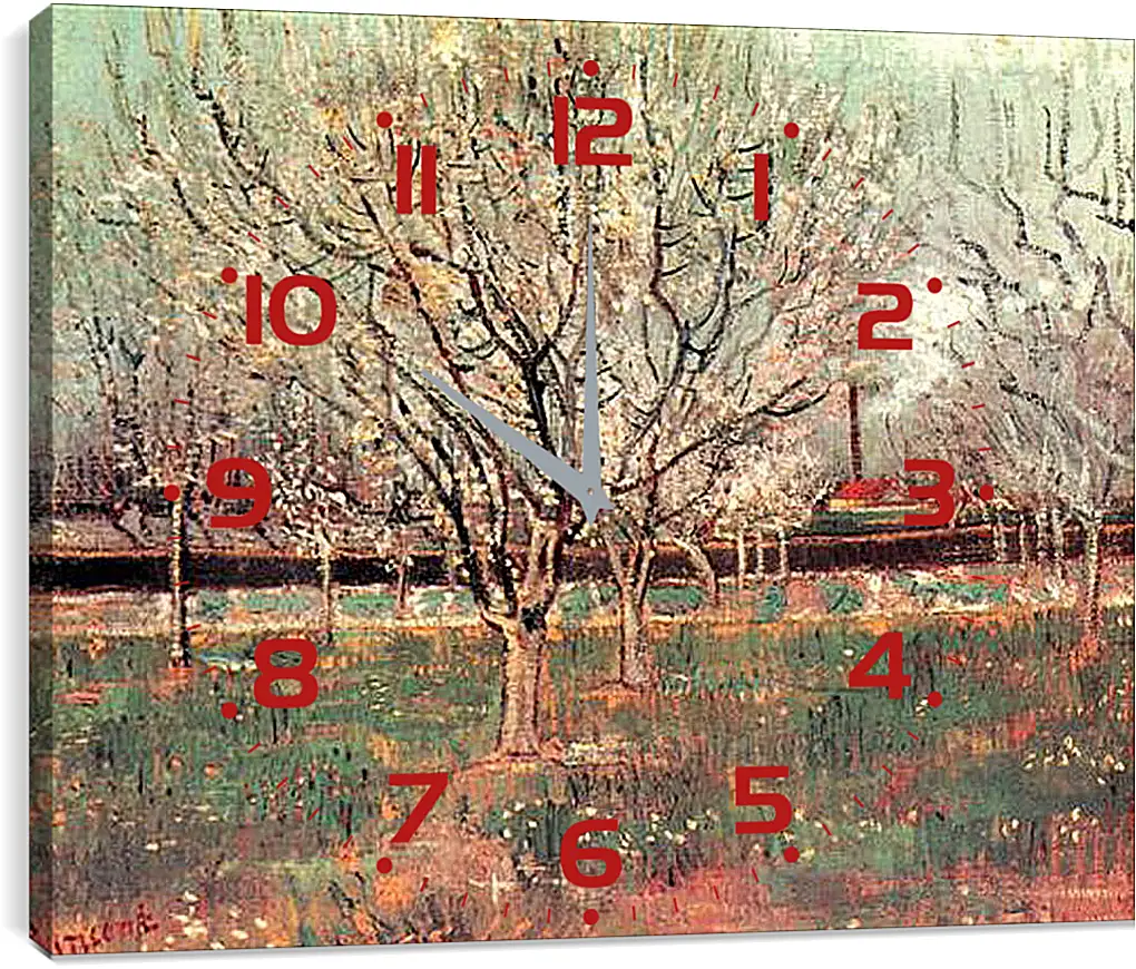 Часы картина - Orchard in Blossom Plum Trees. Винсент Ван Гог