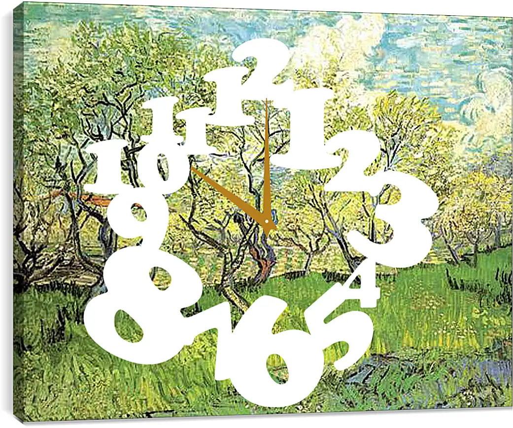 Часы картина - Orchard in Blossom 2. Винсент Ван Гог