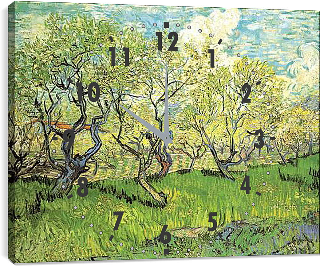 Часы картина - Orchard in Blossom 2. Винсент Ван Гог