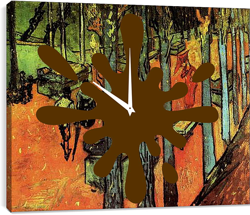 Часы картина - Les Alyscamps Falling Autumn Leaves. Винсент Ван Гог