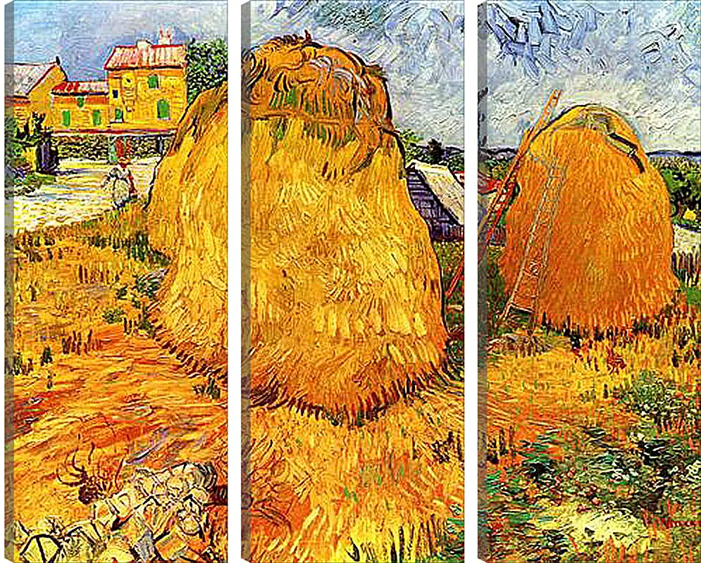 Модульная картина - Haystacks in Provence. Винсент Ван Гог