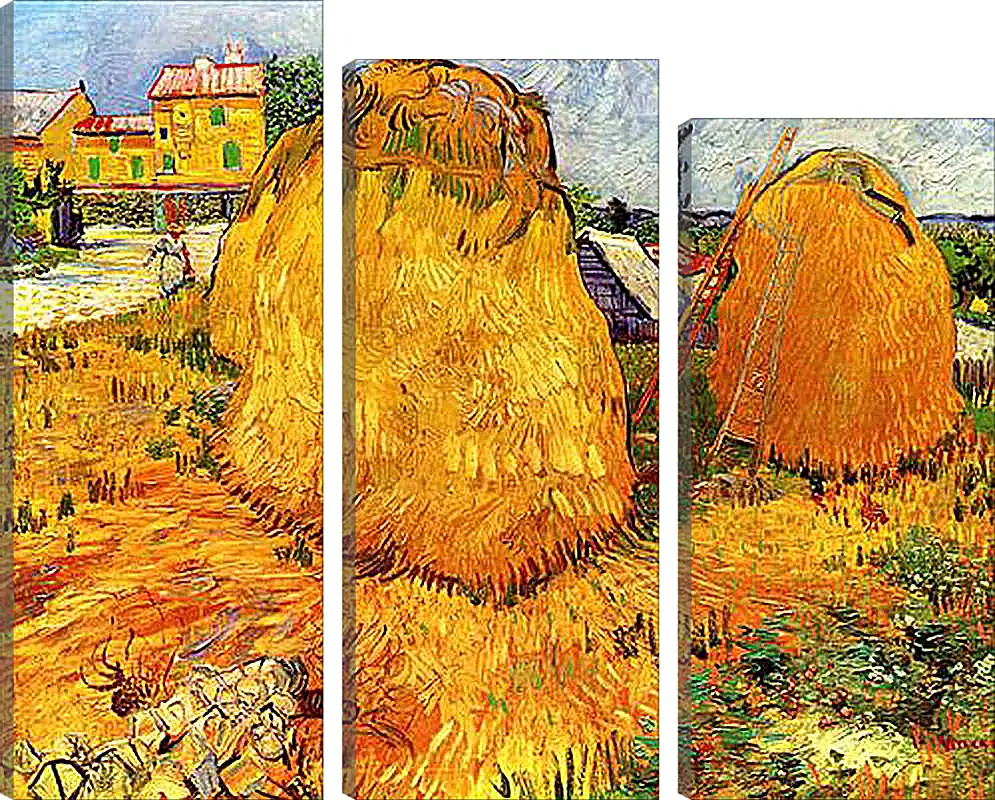 Модульная картина - Haystacks in Provence. Винсент Ван Гог