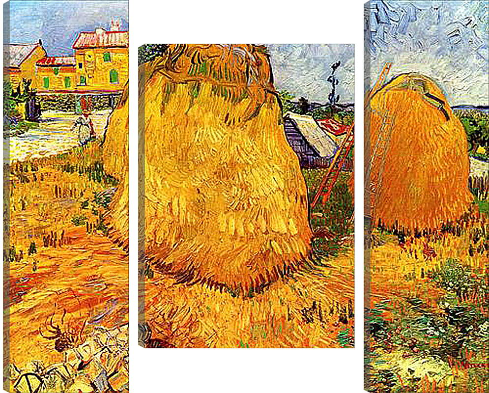 Модульная картина - Haystacks in Provence. Винсент Ван Гог