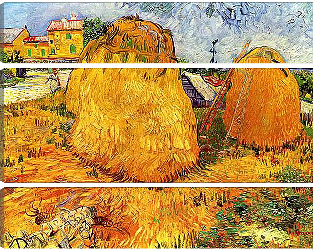 Модульная картина - Haystacks in Provence. Винсент Ван Гог