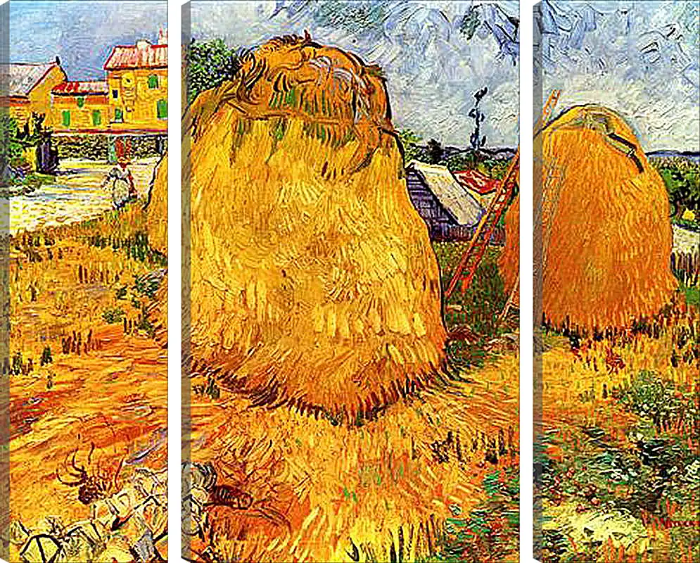 Модульная картина - Haystacks in Provence. Винсент Ван Гог