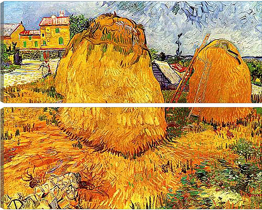 Модульная картина - Haystacks in Provence. Винсент Ван Гог