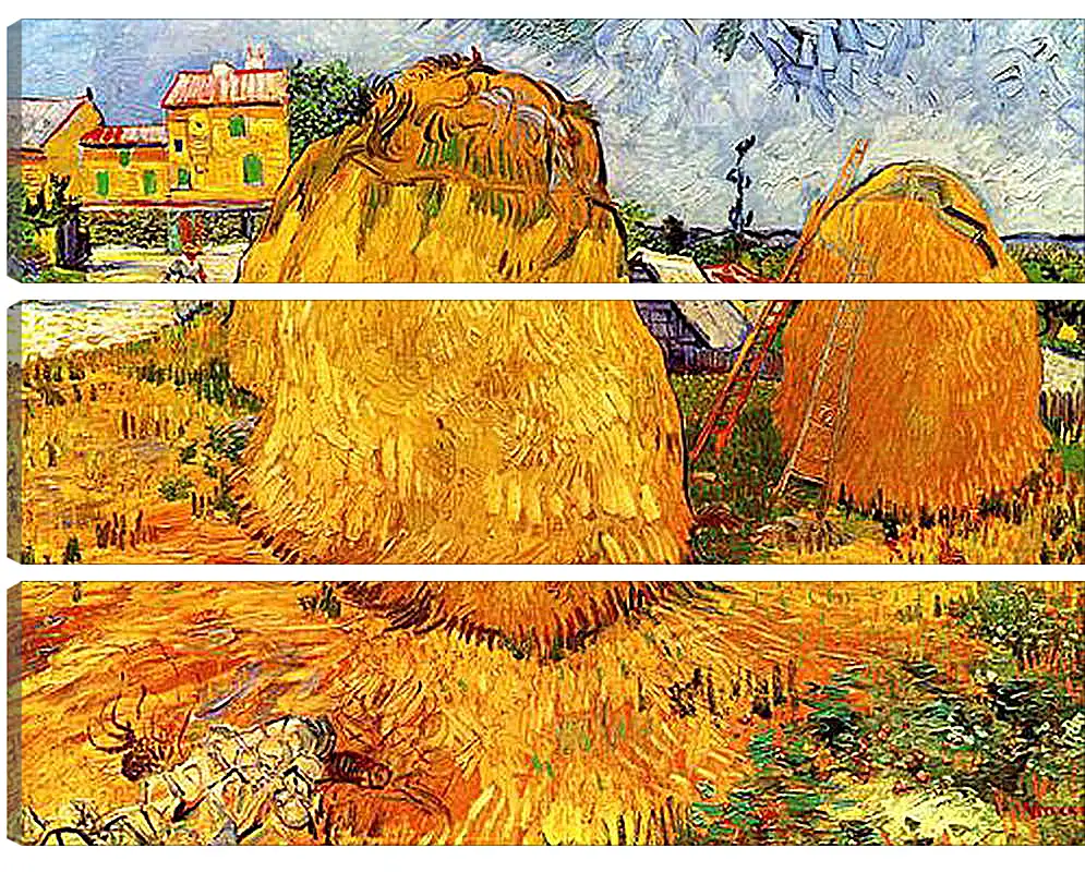 Модульная картина - Haystacks in Provence. Винсент Ван Гог