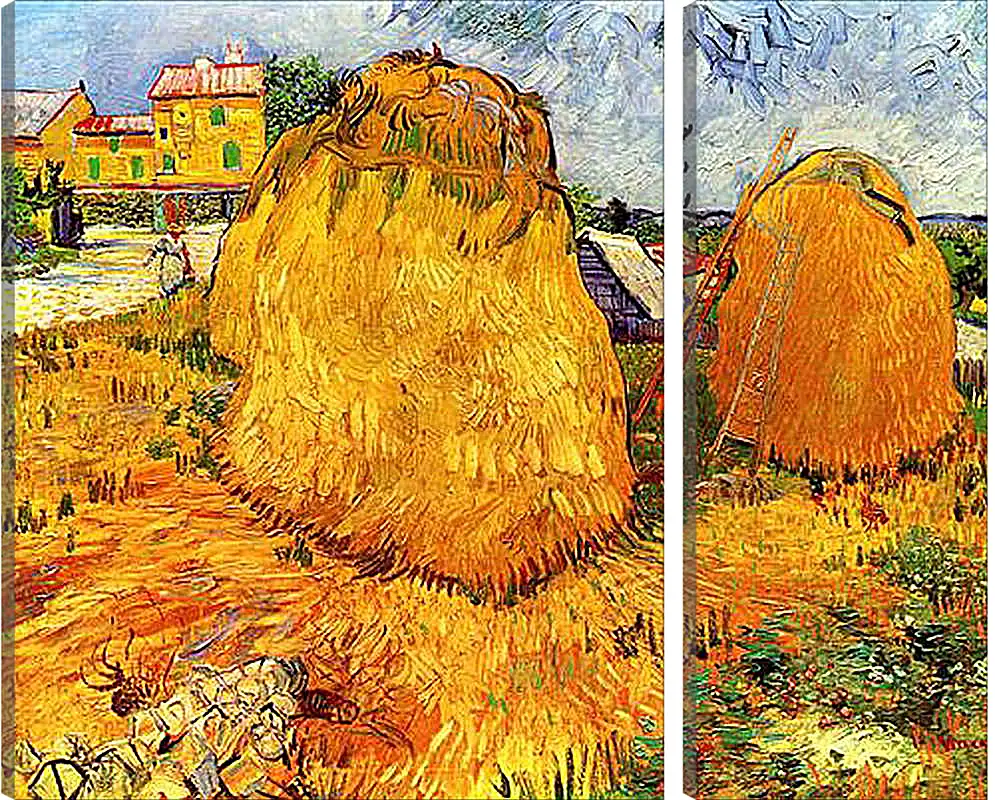 Модульная картина - Haystacks in Provence. Винсент Ван Гог