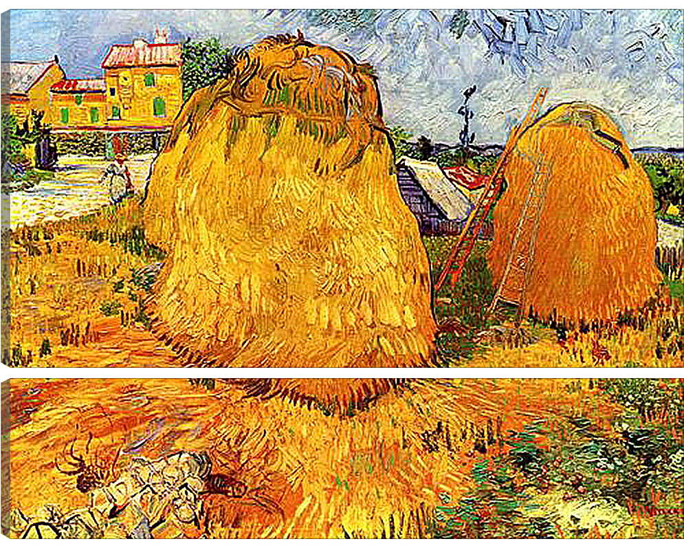Модульная картина - Haystacks in Provence. Винсент Ван Гог