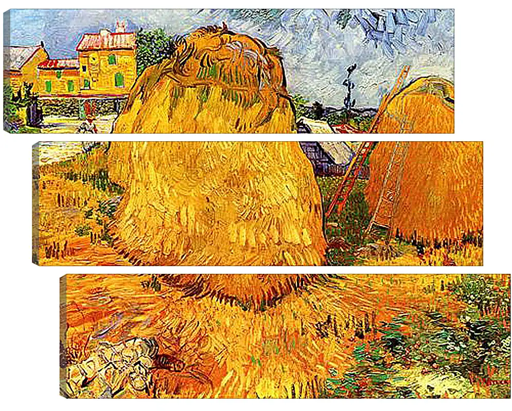 Модульная картина - Haystacks in Provence. Винсент Ван Гог