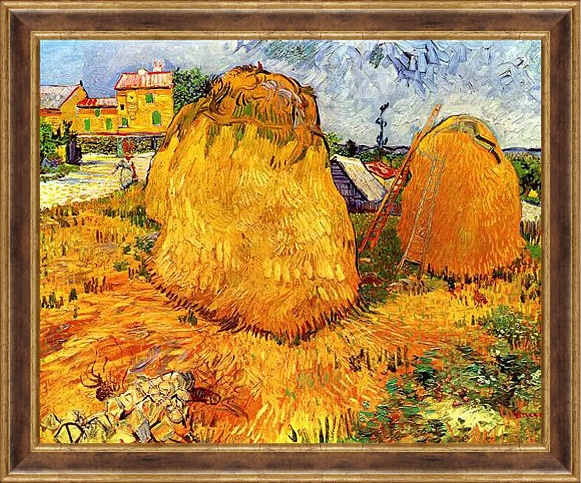 Картина в раме - Haystacks in Provence. Винсент Ван Гог