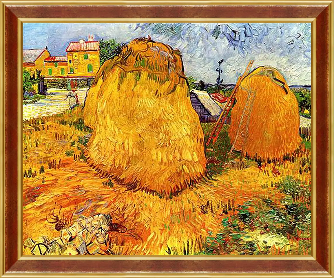 Картина в раме - Haystacks in Provence. Винсент Ван Гог