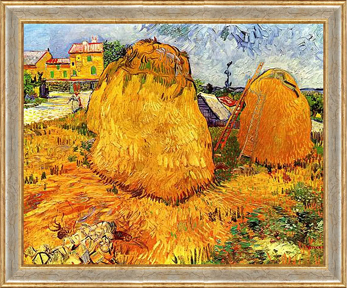 Картина в раме - Haystacks in Provence. Винсент Ван Гог