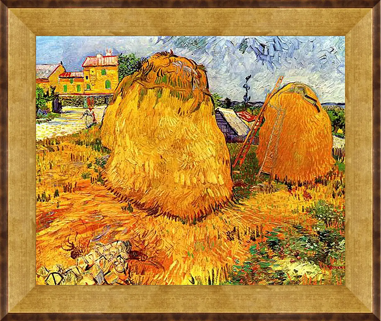 Картина в раме - Haystacks in Provence. Винсент Ван Гог