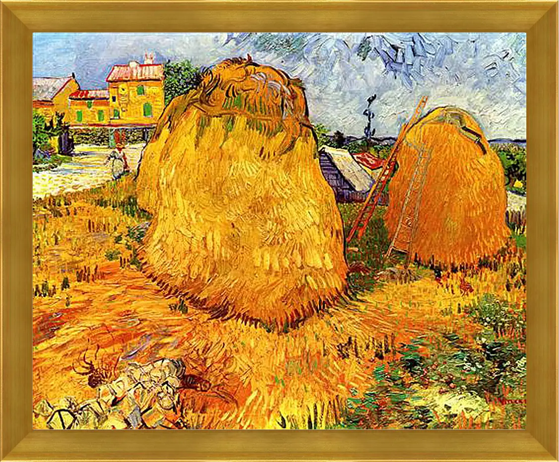 Картина в раме - Haystacks in Provence. Винсент Ван Гог