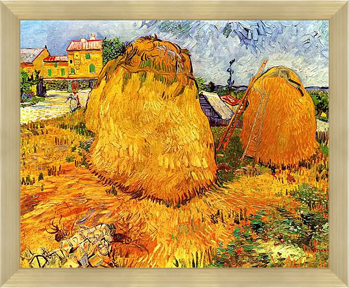 Картина в раме - Haystacks in Provence. Винсент Ван Гог