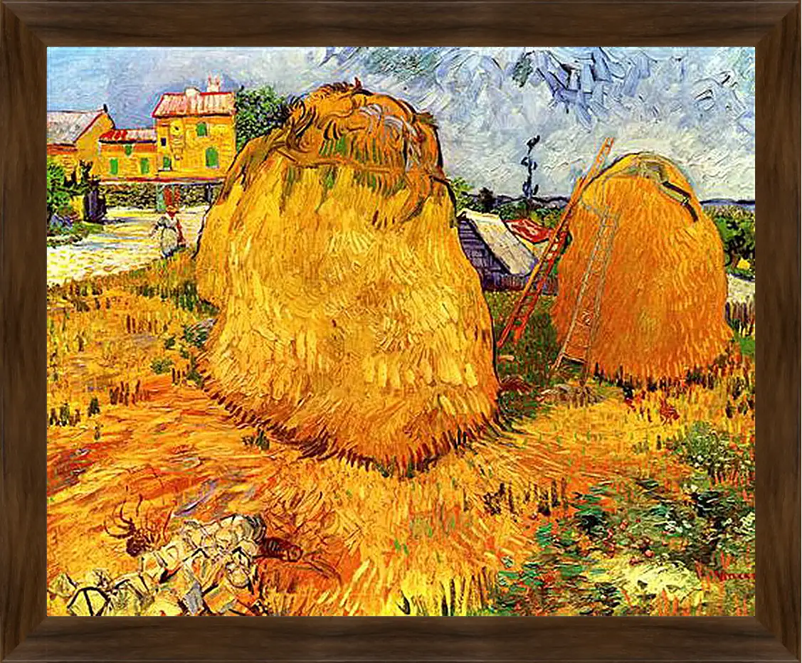 Картина в раме - Haystacks in Provence. Винсент Ван Гог