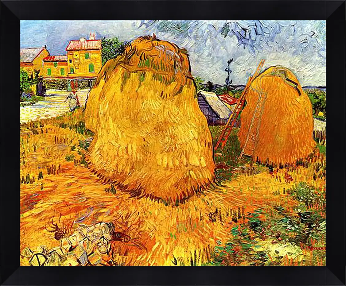 Картина в раме - Haystacks in Provence. Винсент Ван Гог